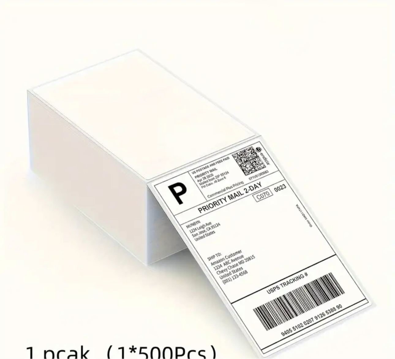 500/1000/1500/2000 Sheets 4x6 Inch White Thermal Label Paper for Express & Logistics - 100x150mm Compatible with Thermal Label Printers (500 Sheets/Stack)