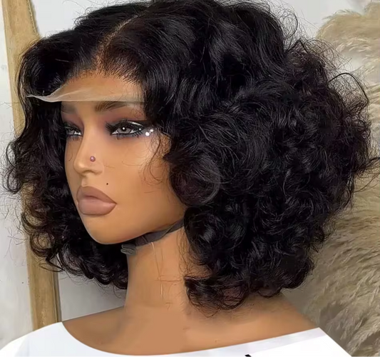 Brazilian Short Bob Body Wave 13x4 Transparent Lace
Front Human Hair Wigs Transparent Lace Frontal Closure