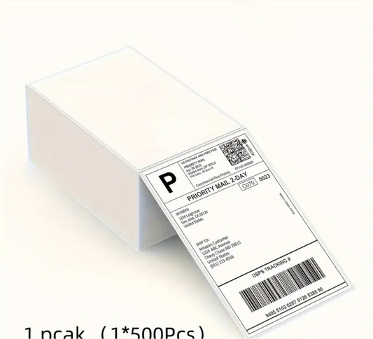 500/1000/1500/2000 Sheets 4x6 Inch White Thermal Label Paper for Express & Logistics - 100x150mm Compatible with Thermal Label Printers (500 Sheets/Stack)