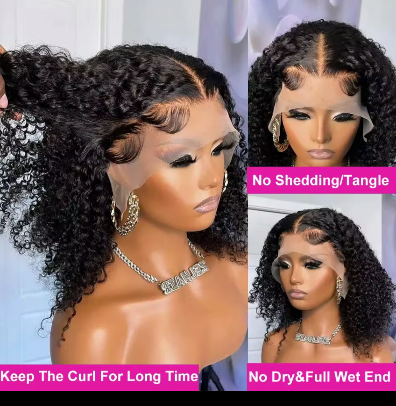 Deep Wave 13X4 Lace Front Wigs Short Bob Wig Brazilian Virgin Human Hair Pre Plucked With Baby Hair Natural 4x4
