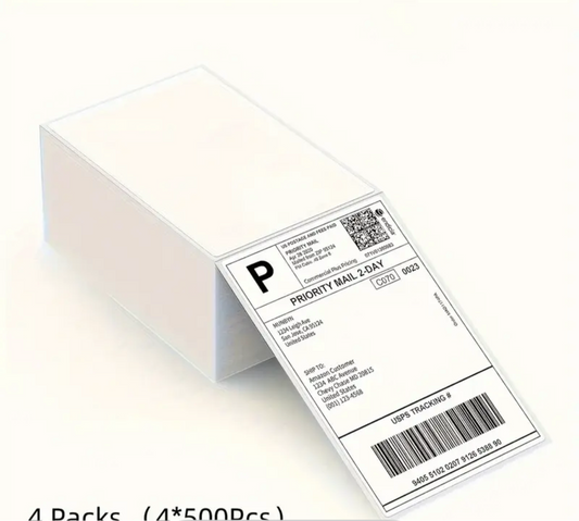 500/1000/1500/2000 Sheets 4x6 Inch White Thermal Label Paper for Express & Logistics - 100x150mm Compatible with Thermal Label Printers (500 Sheets/Stack)