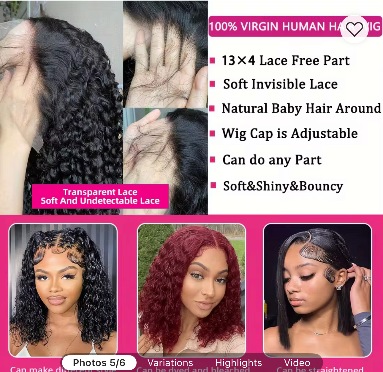 Deep Wave 13X4 Lace Front Wigs Short Bob Wig Brazilian Virgin Human Hair Pre Plucked With Baby Hair Natural 4x4