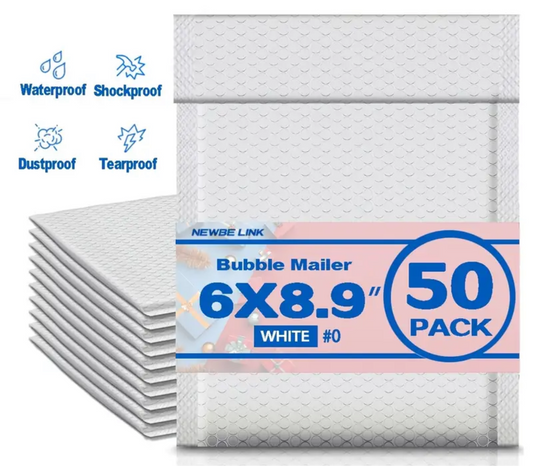 White Thickened Waterproof Bubble Mailers 6×8.9", Multi-Purpose Cushioning– Ideal Choice for Small Business Shipp