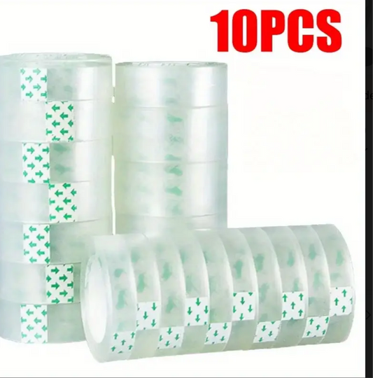 [Clear Transparent Tape] 10 Rolls Clear Transparent Packaging Tape | Heavy-Duty High-Viscosity