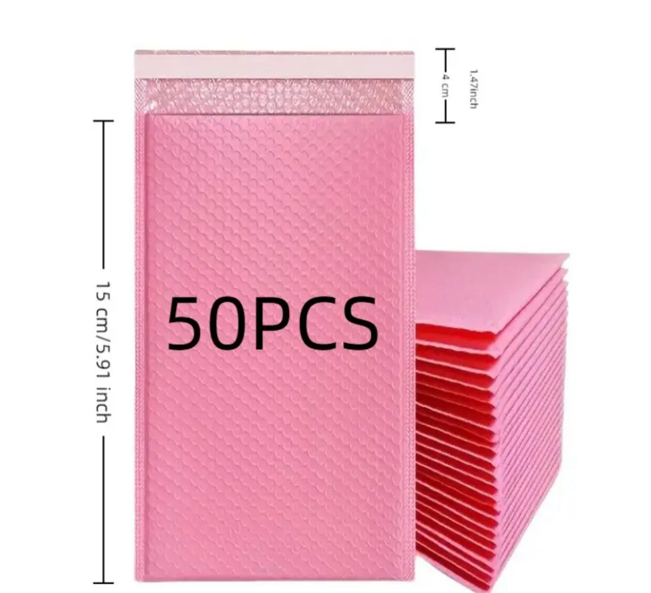 50pcs Pink Bubble Mailer Bags, Self-Sealing Waterproof Packaging Envelopes