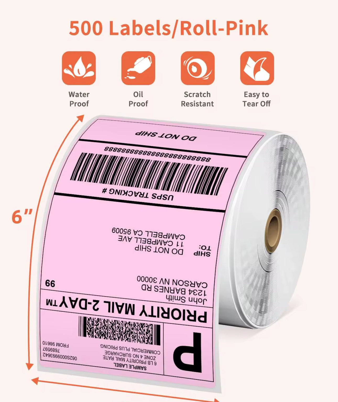 Shipping label thermal 4x6 500