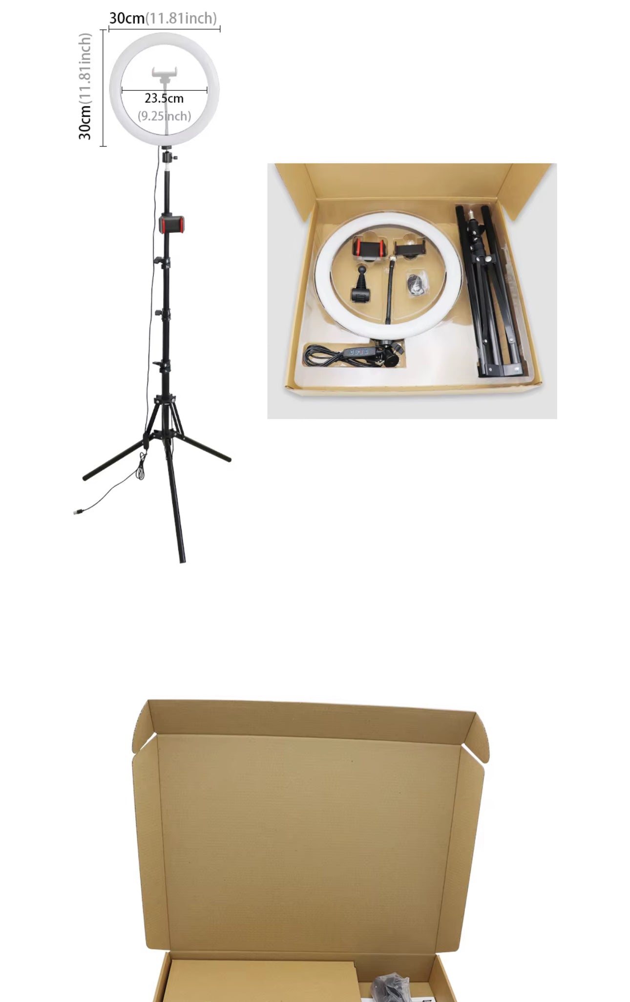 26cm 10 Inch Led Selfie Ring Light Round Ring Lamp with Phone Holder Photography Fill Lighting with Tripod fov