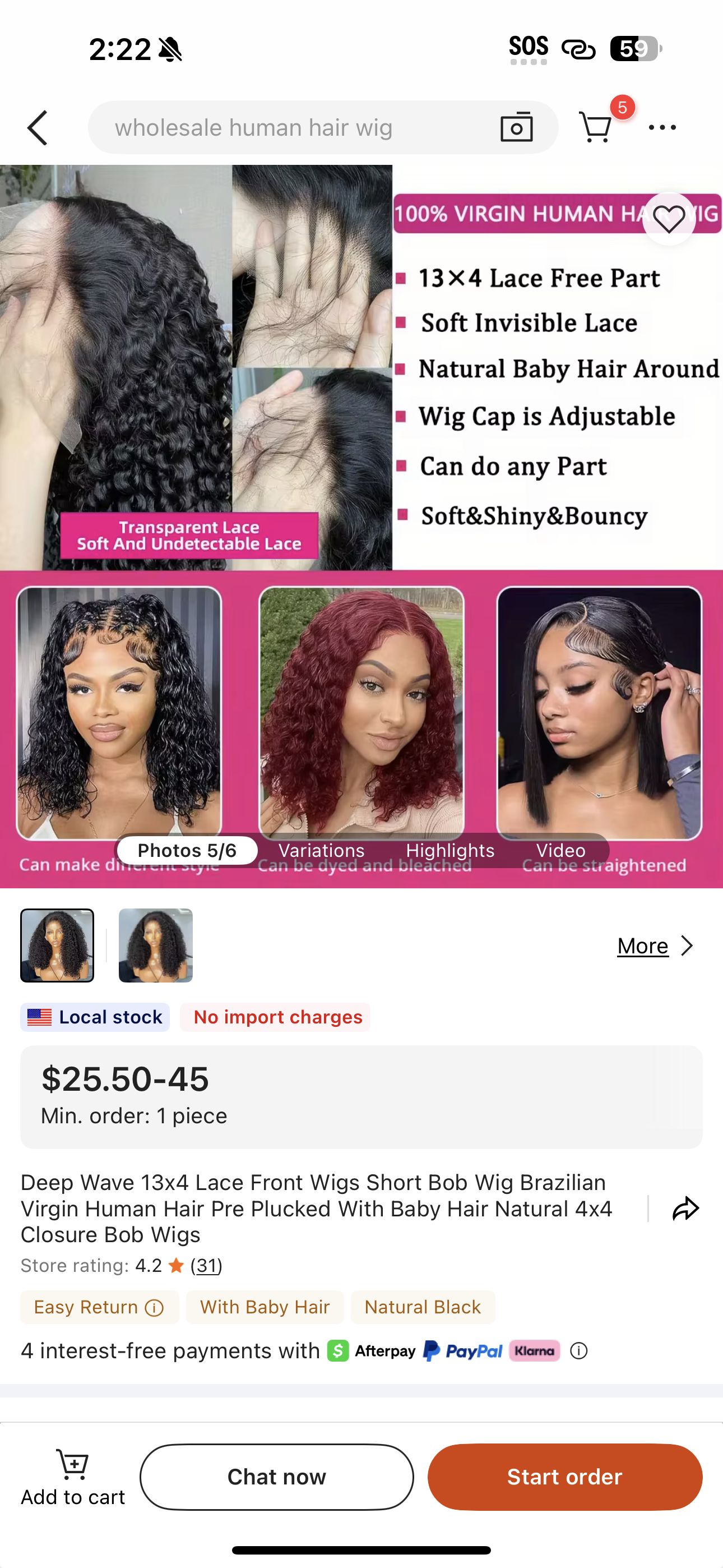 Deep Wave 13X4 Lace Front Wigs Short Bob Wig Brazilian Virgin Human Hair Pre Plucked With Baby Hair Natural 4x4